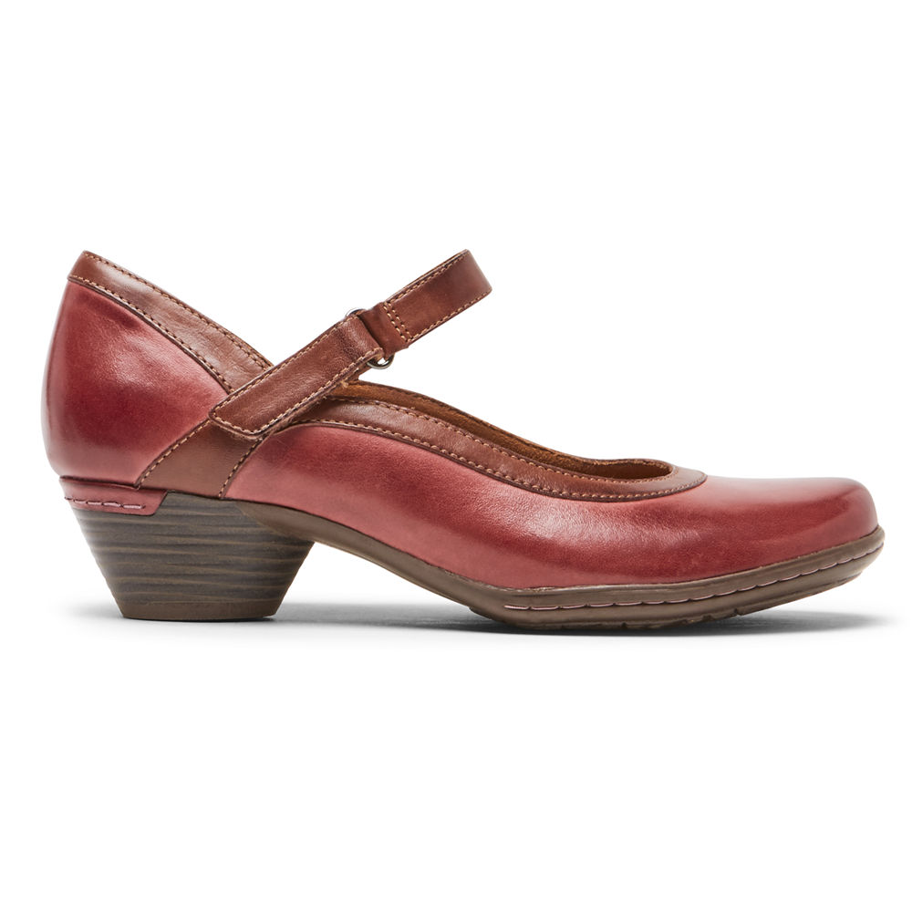 Rockport Womens Flats Red - Cobb Hill Laurel Mary Jane - UK 810-XSDBRO